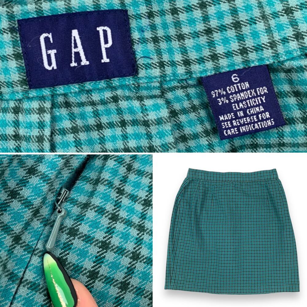 90's GAP blue plaid cotton spandex mini skirt - Picture 10 of 10